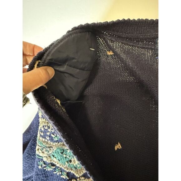 Vtg Herman Geist Embroidered Sweater Cardigan Cotton Linen Granny Cottage Medium - Picture 14 of 15